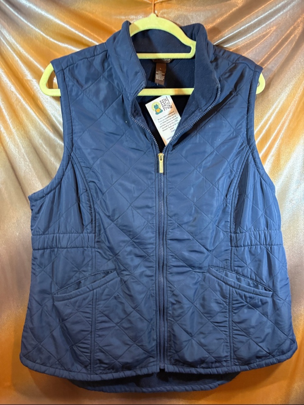 Bit & Bridle Navy Quilted Vest with Gold-Tone Zipper